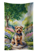 Norfolk Terrier Spring Path Kitchen Towel Velour Plush Front and Cotton Loop Back Machine Washable