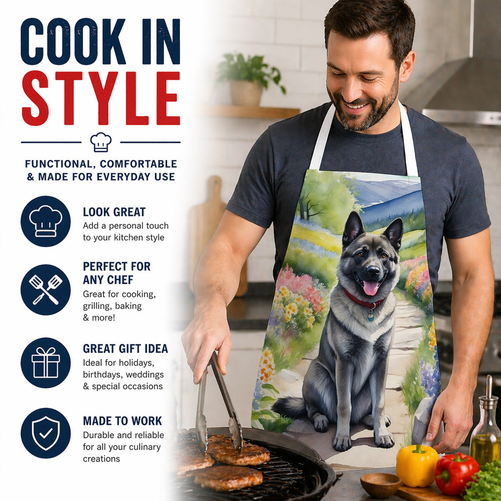 Norwegian Elkhound Spring Path Apron Cooking Kitchen Server Baking Crafts Gardening for Adult Women Men, Unisex, Large, Multicolor