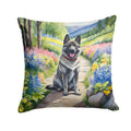 Norwegian Elkhound Spring Path Decorative Throw Pillow 18x18 Indoor Outdoor Accent Cushion, Fabric Cover with Insert for Sofa, Bed, Porch & Living Room