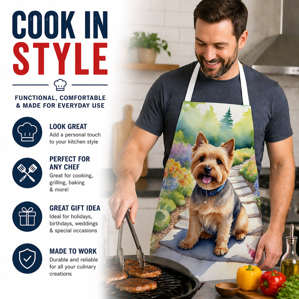 Norwich Terrier Spring Path Apron Cooking Kitchen Server Baking Crafts Gardening for Adult Women Men, Unisex, Large, Multicolor