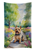Norwich Terrier Spring Path Kitchen Towel Velour Plush Front and Cotton Loop Back Machine Washable