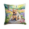 Norwich Terrier Spring Path Decorative Throw Pillow 18x18 Indoor Outdoor Accent Cushion, Fabric Cover with Insert for Sofa, Bed, Porch & Living Room