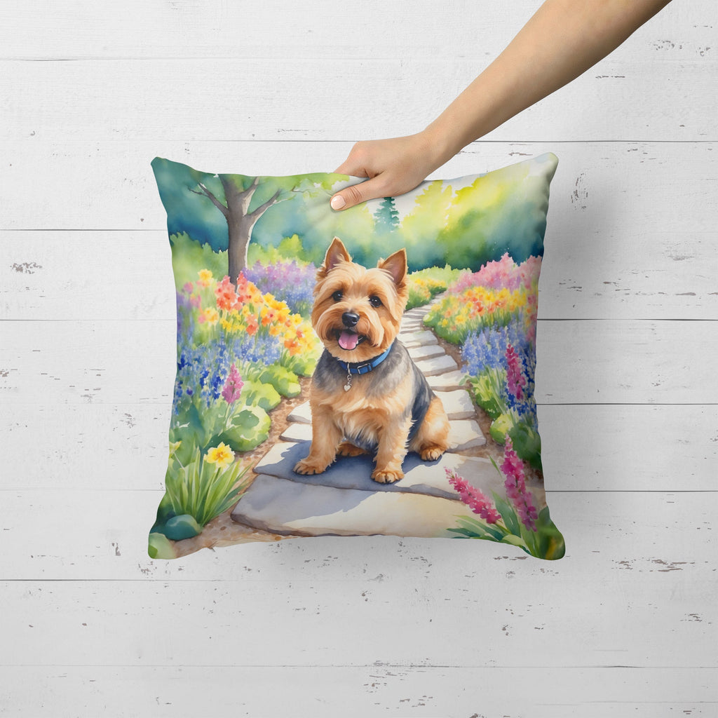 Norwich Terrier Spring Path Decorative Throw Pillow 18x18 Indoor Outdoor Accent Cushion, Fabric Cover with Insert for Sofa, Bed, Porch & Living Room
