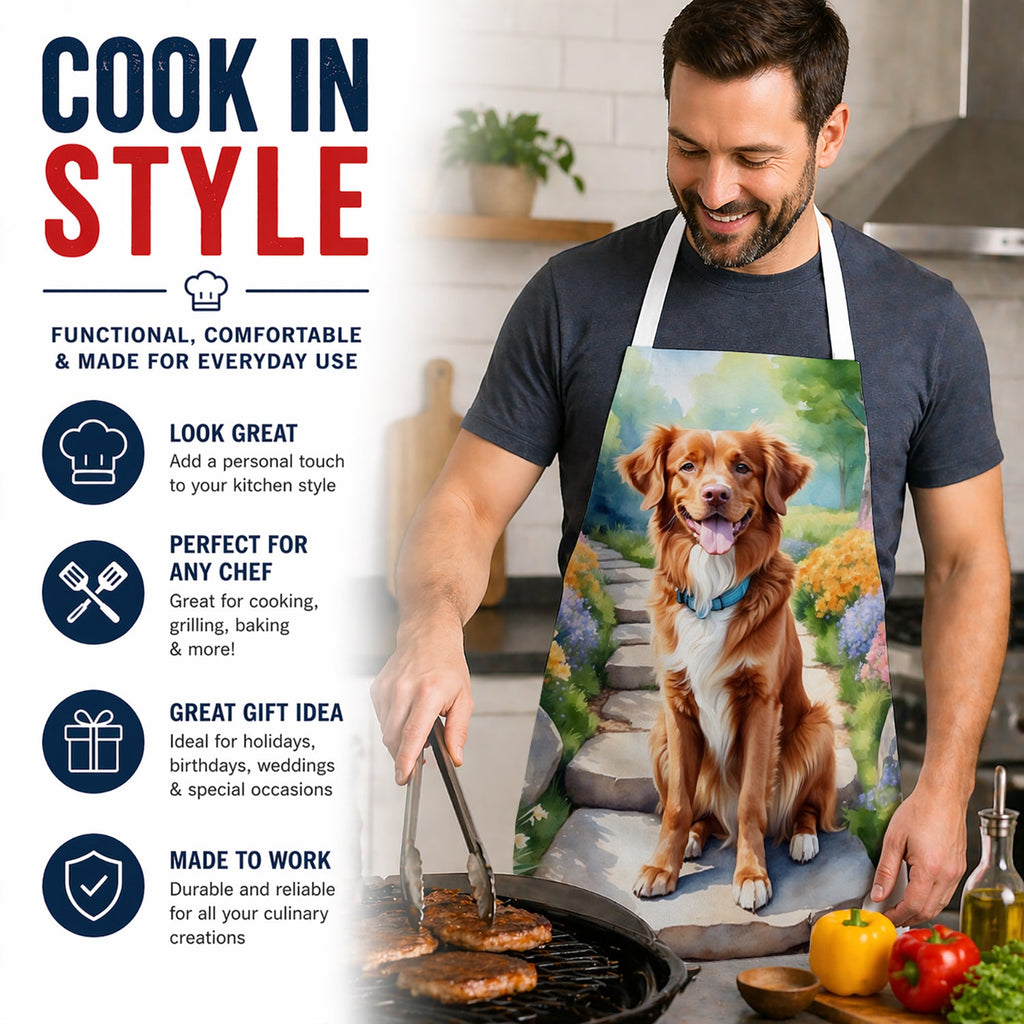 Nova Scotia Duck Tolling Retriever Spring Path Apron Cooking Kitchen Server Baking Crafts Gardening for Adult Women Men, Unisex, Large, Multicolor
