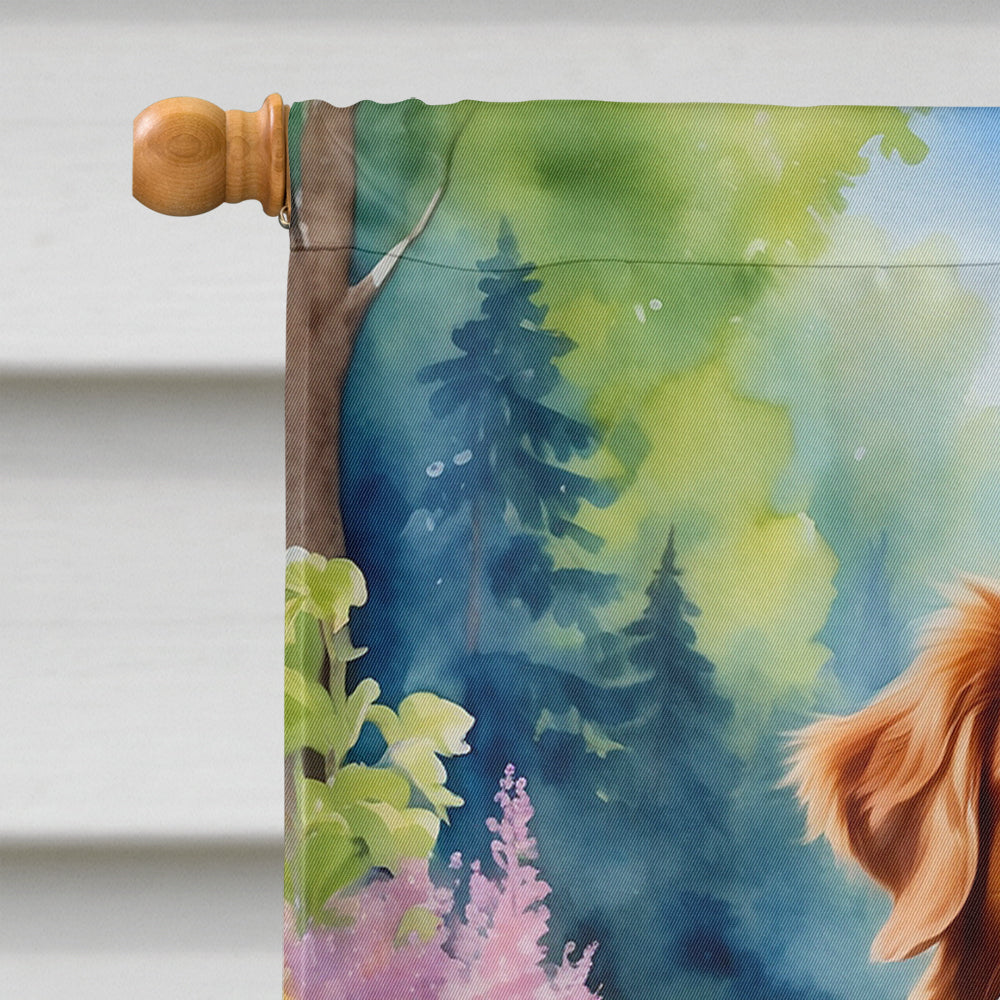Nova Scotia Duck Tolling Retriever Spring Path House Flag 28x40 Porch Sleeve Pole Decorative Outside Yard Banner Artwork Wall Hanging, Polyester