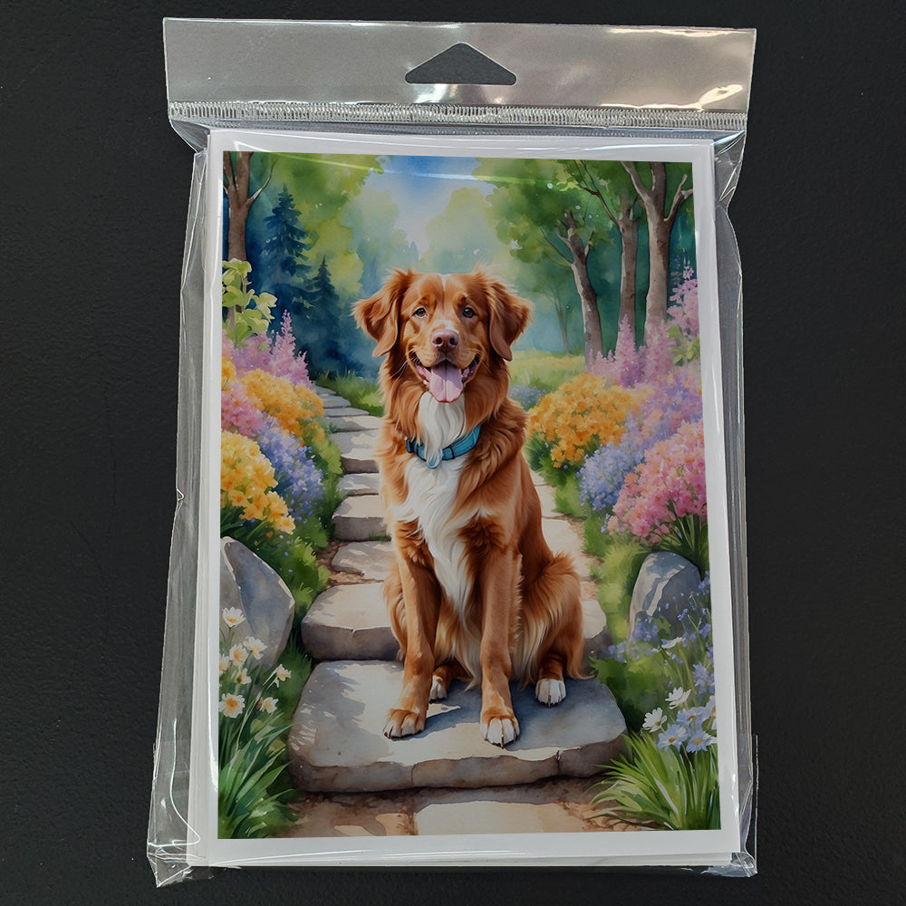 Nova Scotia Duck Tolling Retriever Spring Path Greeting Cards Pack of 8 Blank Cards with Envelopes Whimsical A7 Size 5x7