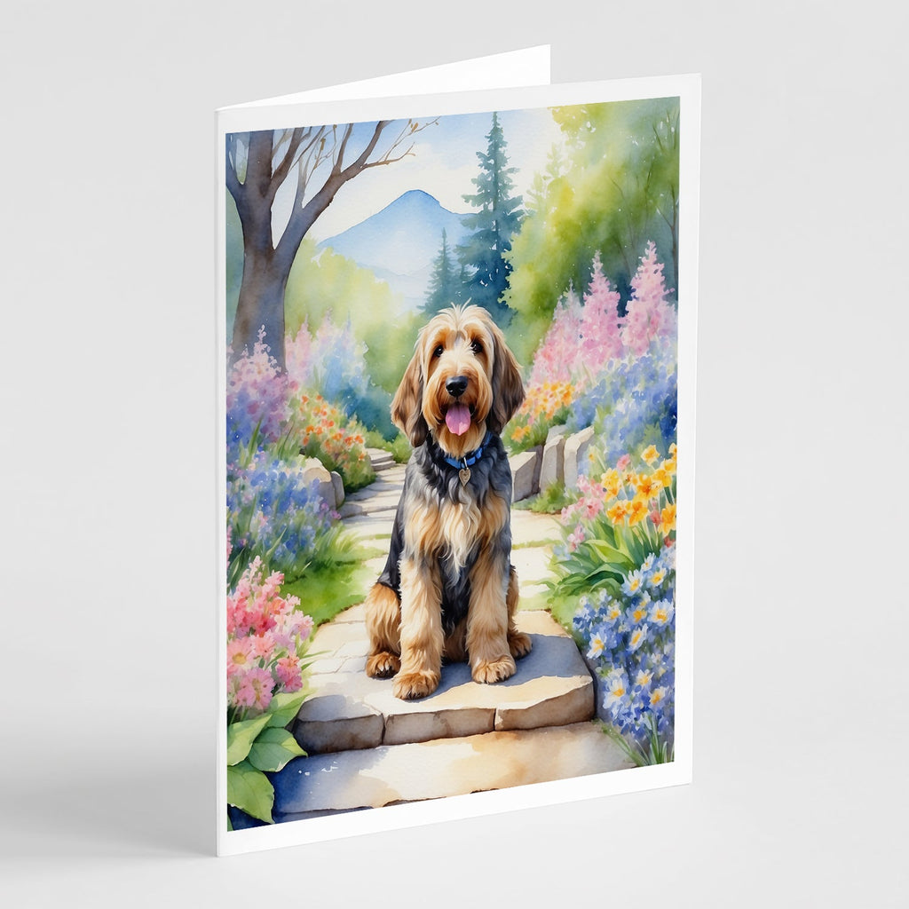 Otterhound Spring Path Greeting Cards Pack of 8 Blank Cards with Envelopes Whimsical A7 Size 5x7