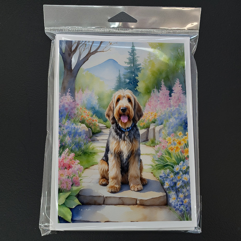 Otterhound Spring Path Greeting Cards Pack of 8 Blank Cards with Envelopes Whimsical A7 Size 5x7