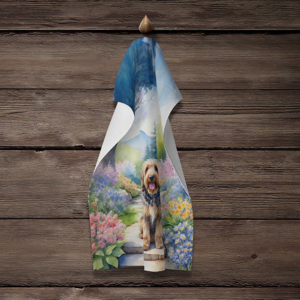 Otterhound Spring Path Kitchen Towel Velour Plush Front and Cotton Loop Back Machine Washable