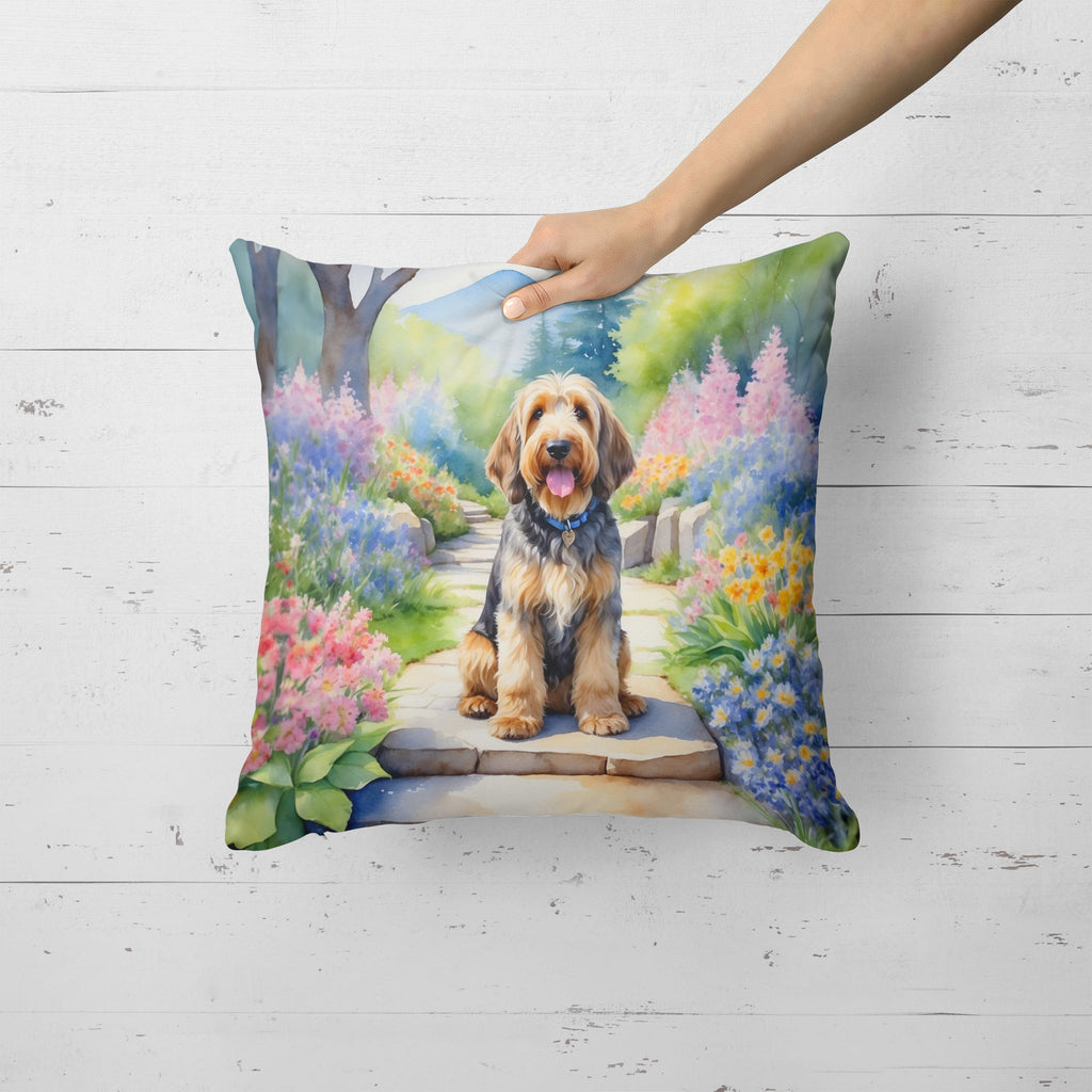 Otterhound Spring Path Decorative Throw Pillow 18x18 Indoor Outdoor Accent Cushion, Fabric Cover with Insert for Sofa, Bed, Porch & Living Room