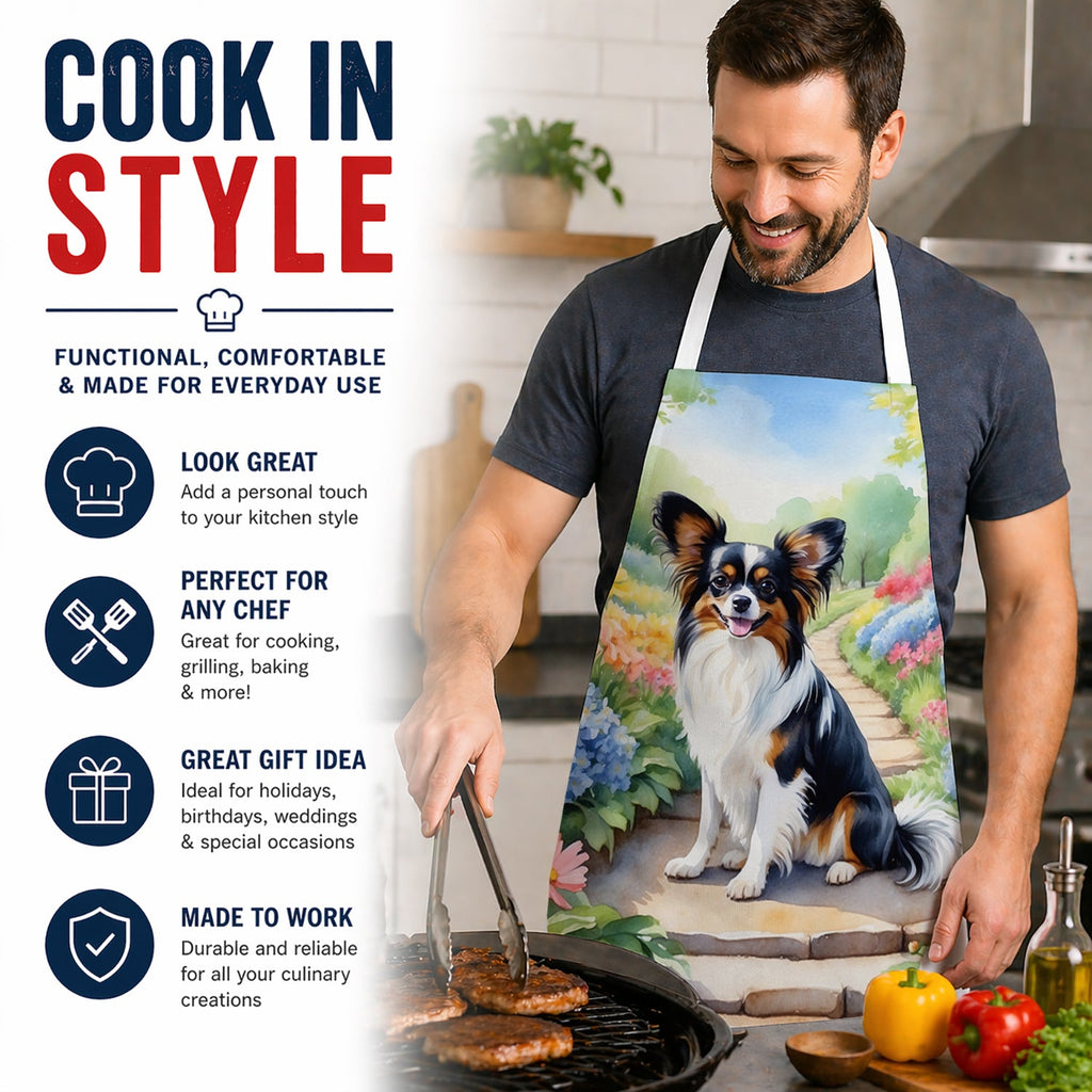 Papillon Spring Path Apron Cooking Kitchen Server Baking Crafts Gardening for Adult Women Men, Unisex, Large, Multicolor