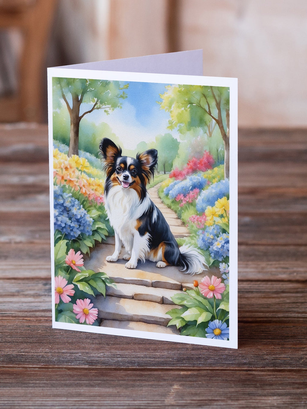 Papillon Spring Path Greeting Cards Pack of 8 Blank Cards with Envelopes Whimsical A7 Size 5x7
