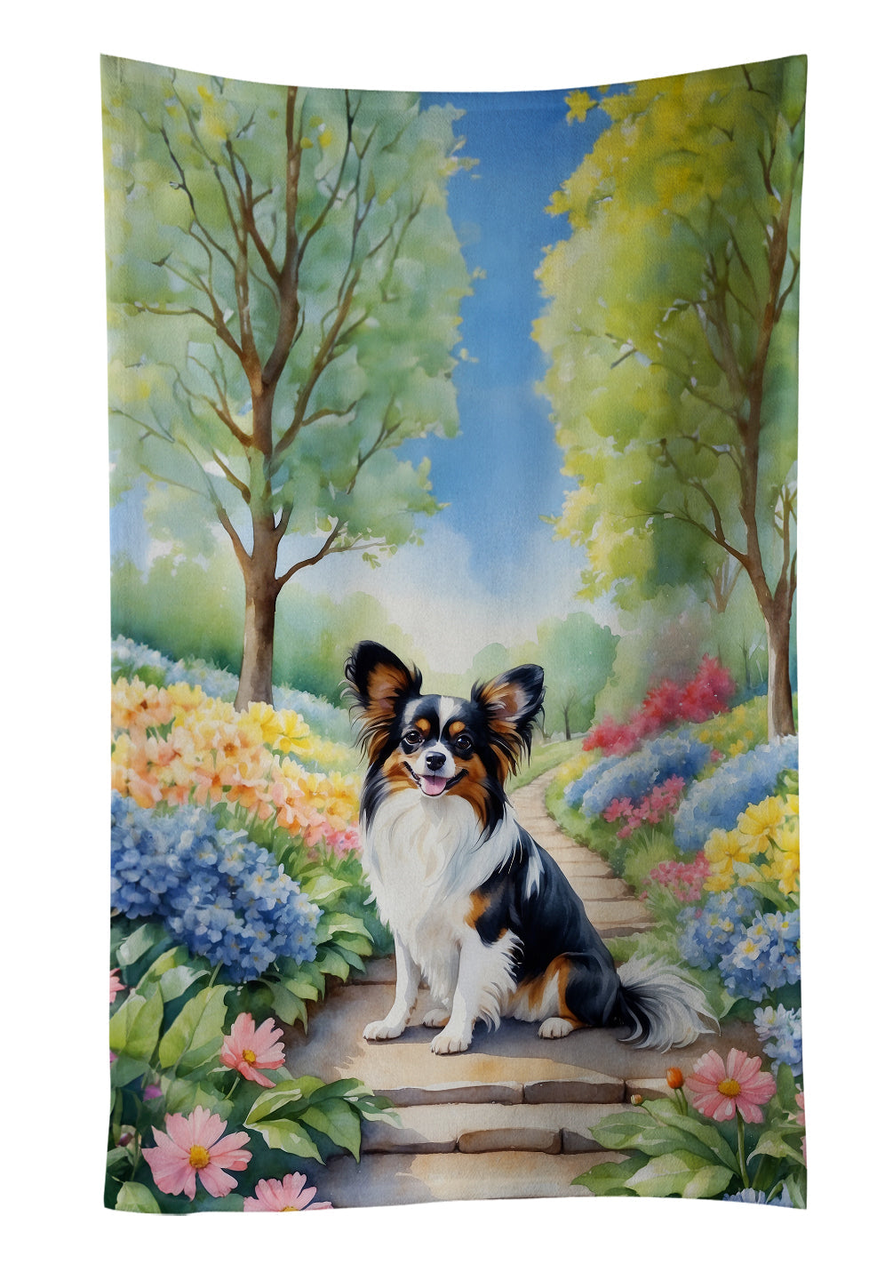Papillon Spring Path Kitchen Towel Velour Plush Front and Cotton Loop Back Machine Washable
