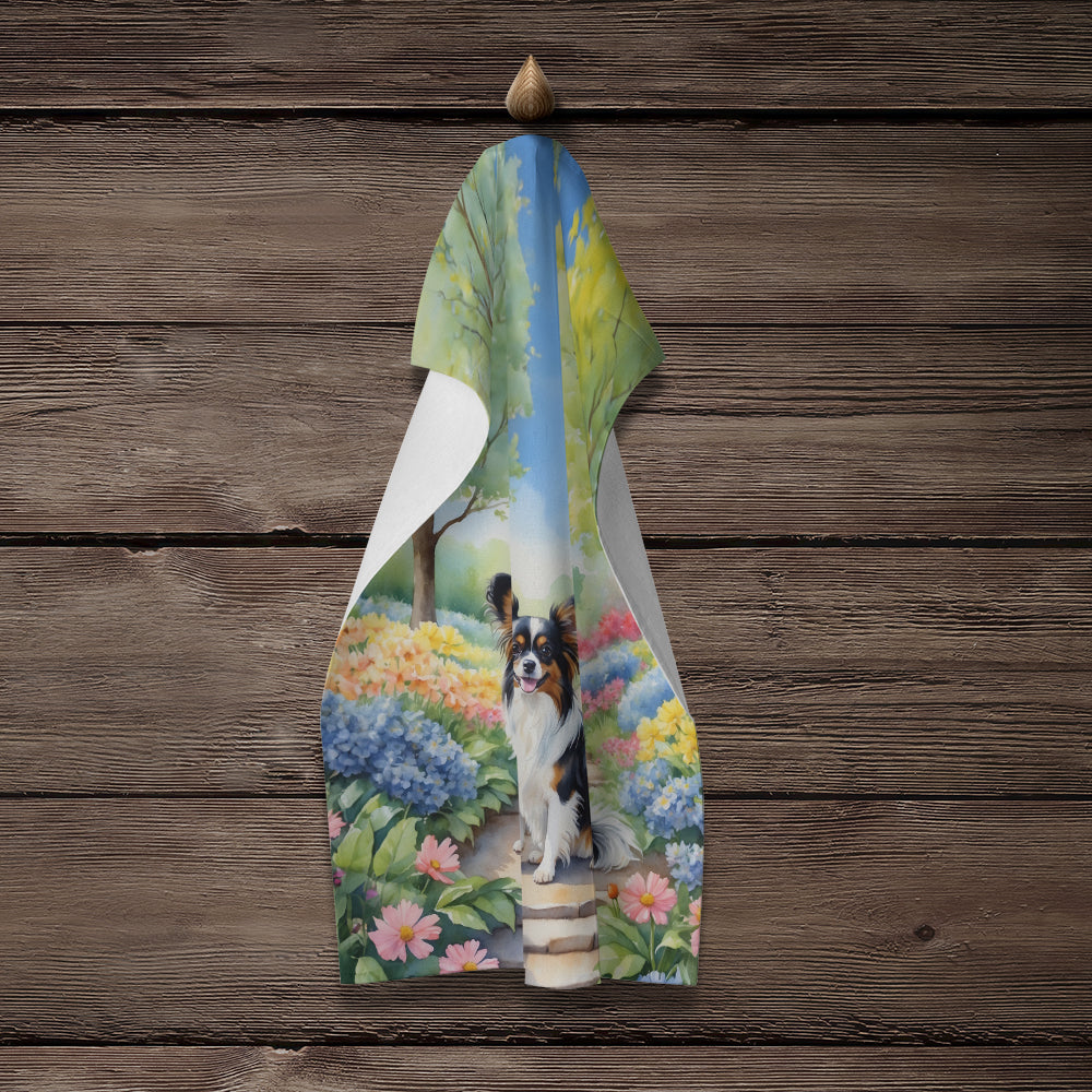 Papillon Spring Path Kitchen Towel Velour Plush Front and Cotton Loop Back Machine Washable