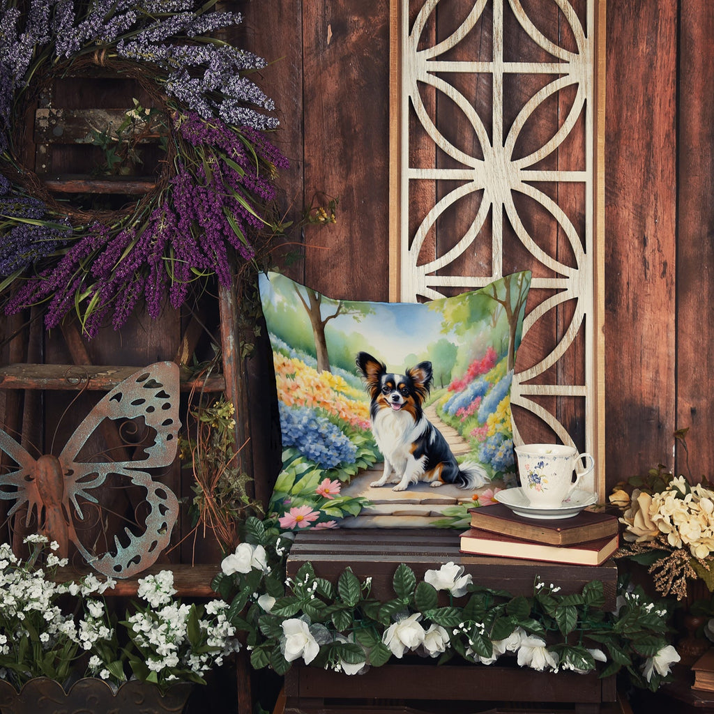 Papillon Spring Path Decorative Throw Pillow 18x18 Indoor Outdoor Accent Cushion, Fabric Cover with Insert for Sofa, Bed, Porch & Living Room