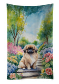 Pekingese Spring Path Kitchen Towel Velour Plush Front and Cotton Loop Back Machine Washable