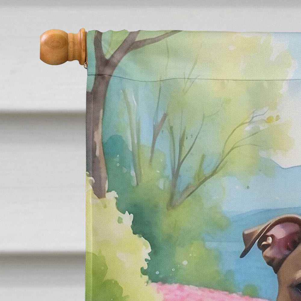 Pit Bull Terrier Spring Path House Flag 28x40 Porch Sleeve Pole Decorative Outside Yard Banner Artwork Wall Hanging, Polyester