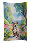 Pit Bull Terrier Spring Path Kitchen Towel Velour Plush Front and Cotton Loop Back Machine Washable