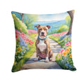 Pit Bull Terrier Spring Path Decorative Throw Pillow 18x18 Indoor Outdoor Accent Cushion, Fabric Cover with Insert for Sofa, Bed, Porch & Living Room