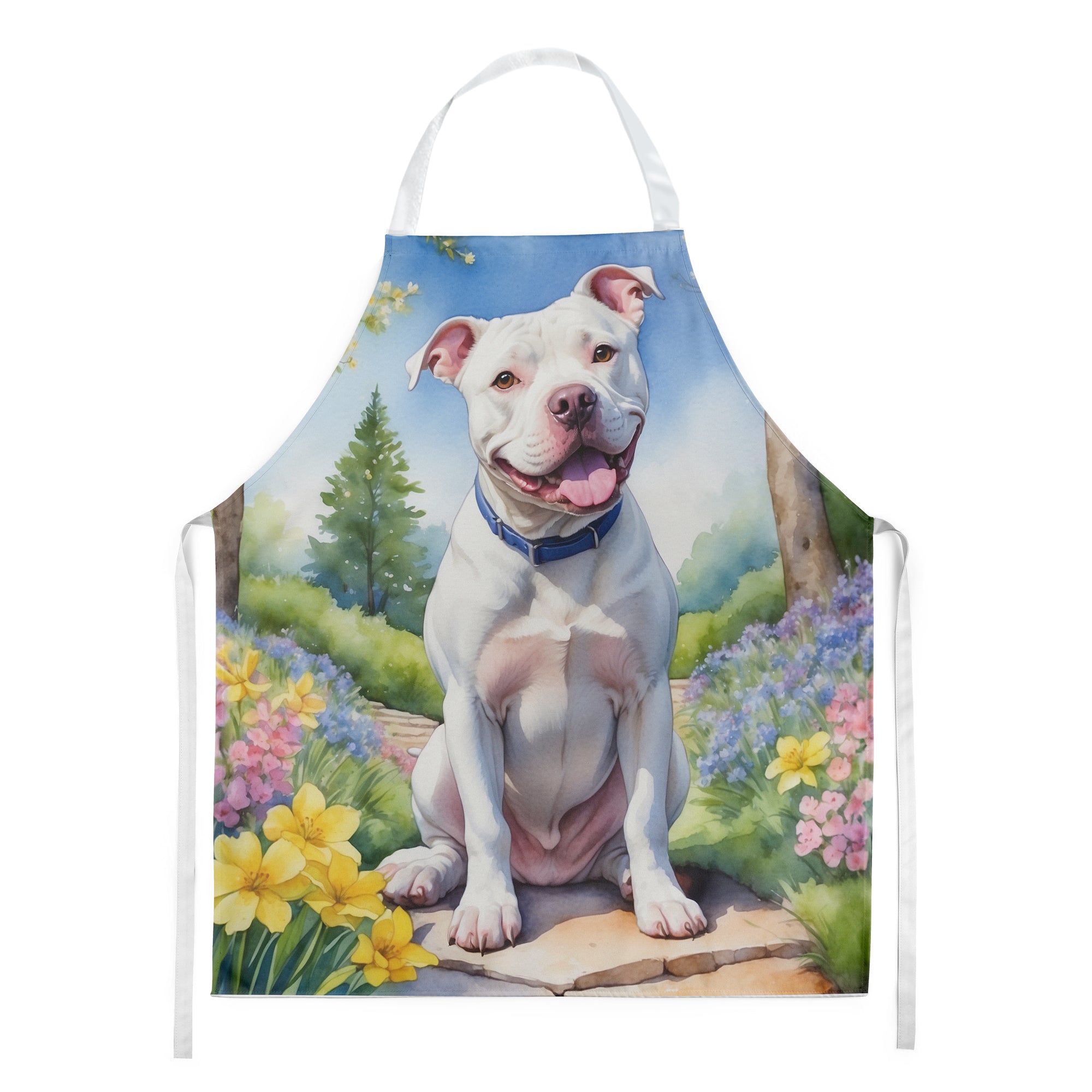 Pit Bull Terrier Spring Path Apron Cooking Kitchen Server Baking Crafts Gardening for Adult Women Men, Unisex, Large, Multicolor