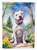 Pit Bull Terrier Spring Path House Flag 28x40 Porch Sleeve Pole Decorative Outside Yard Banner Artwork Wall Hanging, Polyester
