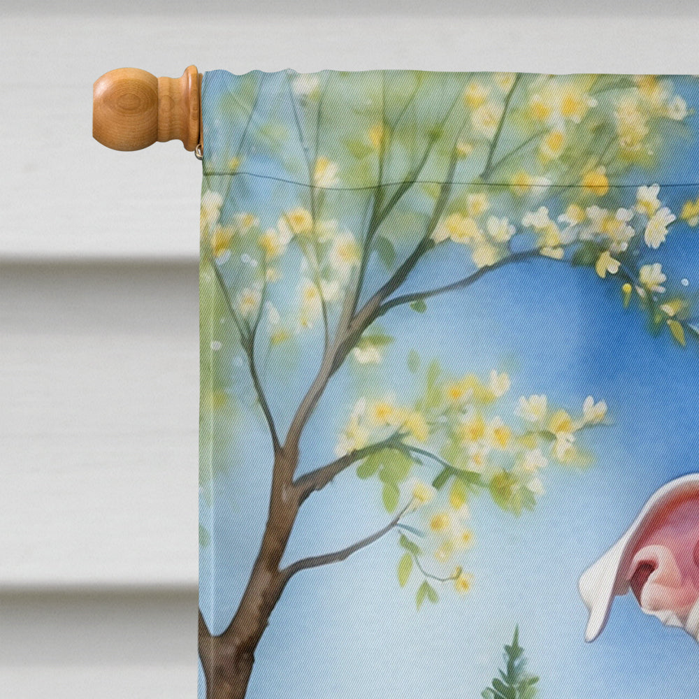 Pit Bull Terrier Spring Path House Flag 28x40 Porch Sleeve Pole Decorative Outside Yard Banner Artwork Wall Hanging, Polyester