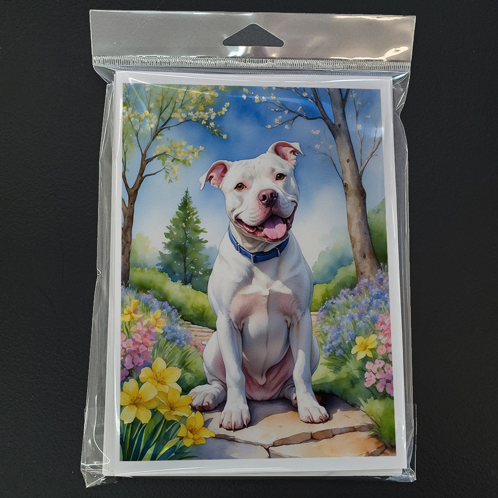 Pit Bull Terrier Spring Path Greeting Cards Pack of 8 Blank Cards with Envelopes Whimsical A7 Size 5x7