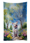 Pit Bull Terrier Spring Path Kitchen Towel Velour Plush Front and Cotton Loop Back Machine Washable