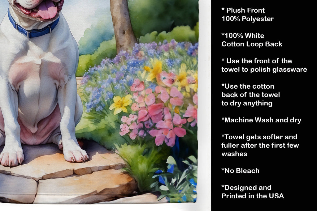 Pit Bull Terrier Spring Path Kitchen Towel Velour Plush Front and Cotton Loop Back Machine Washable