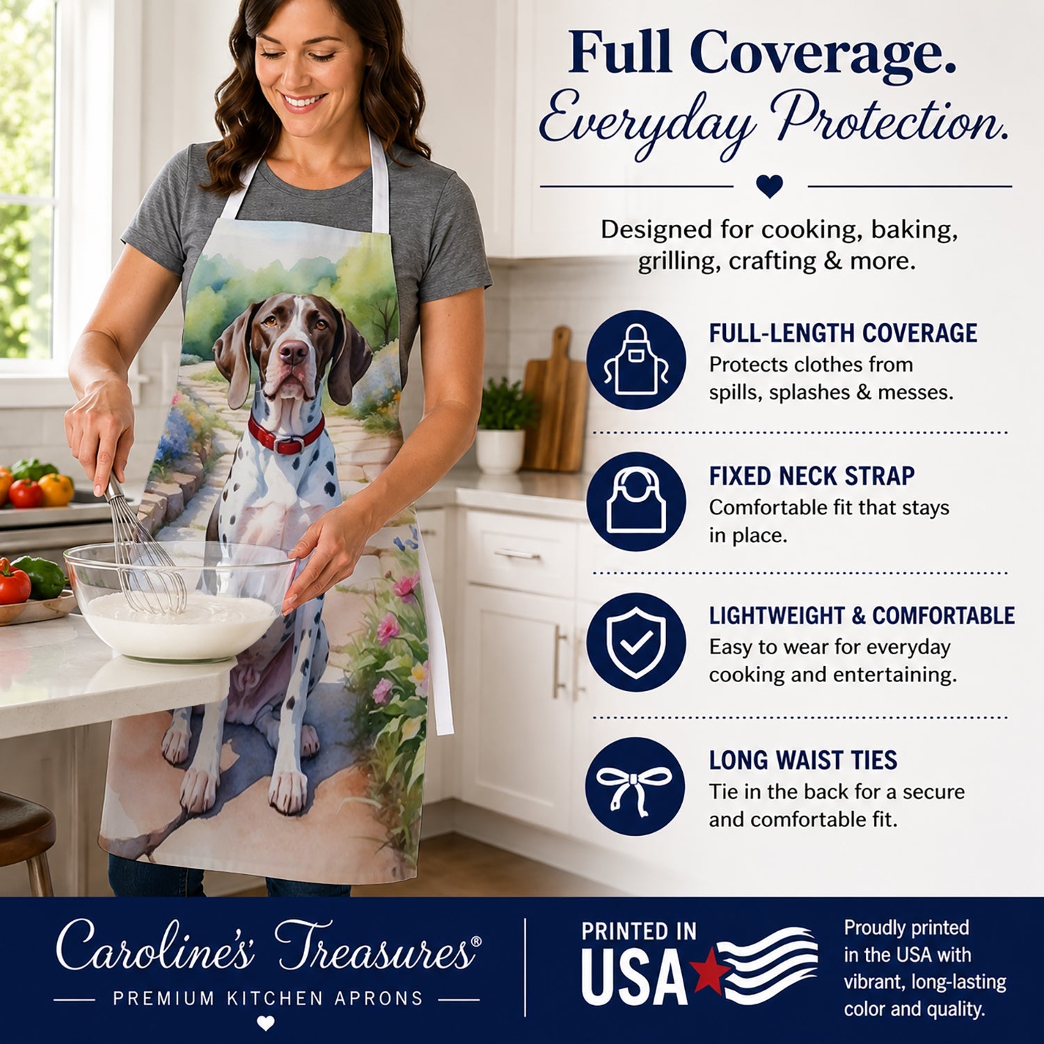 Pointer Spring Path Apron Cooking Kitchen Server Baking Crafts Gardening for Adult Women Men, Unisex, Large, Multicolor