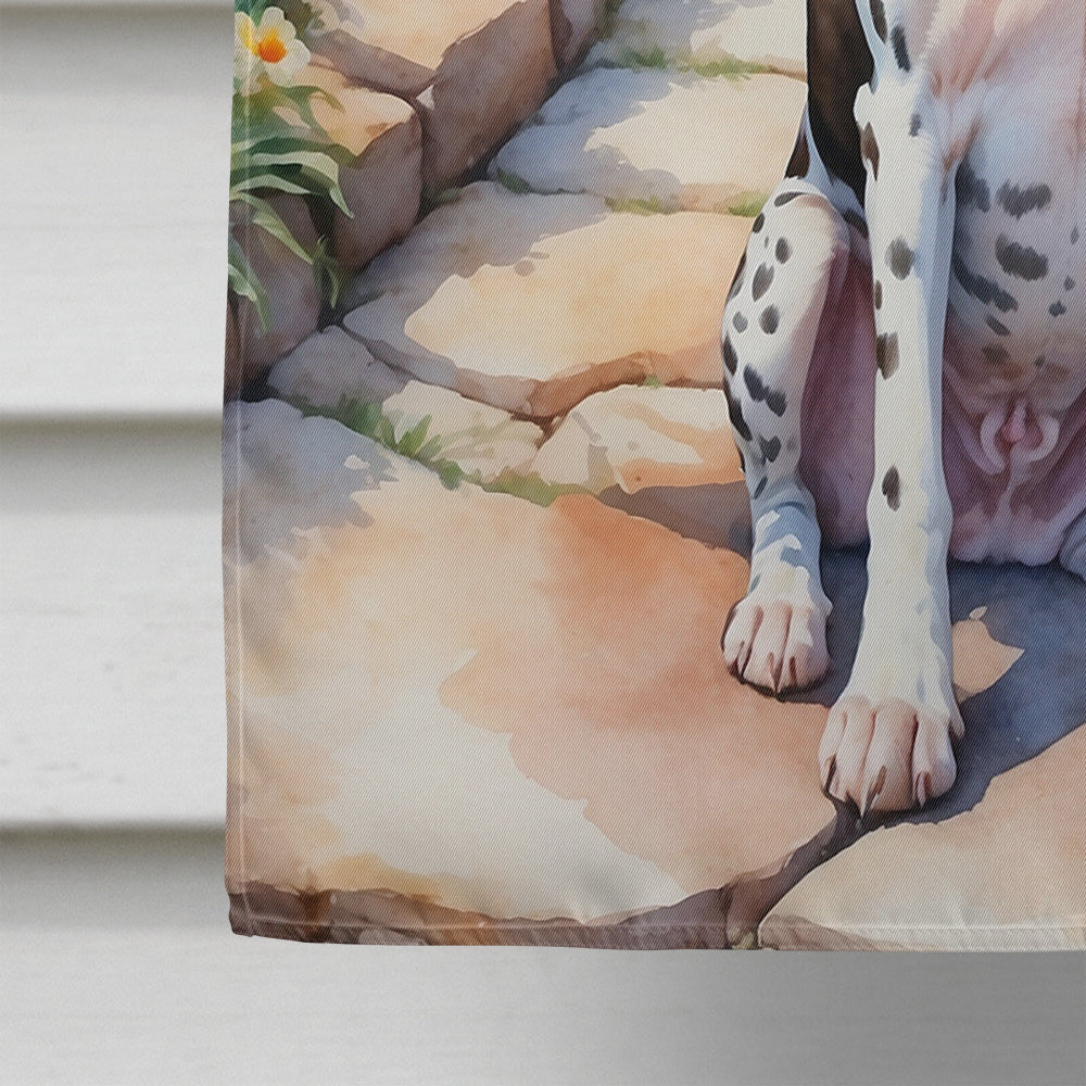 Pointer Spring Path House Flag 28x40 Porch Sleeve Pole Decorative Outside Yard Banner Artwork Wall Hanging, Polyester