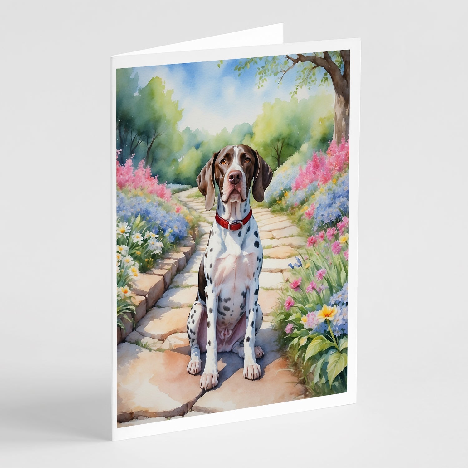 Pointer Spring Path Greeting Cards Pack of 8 Blank Cards with Envelopes Whimsical A7 Size 5x7