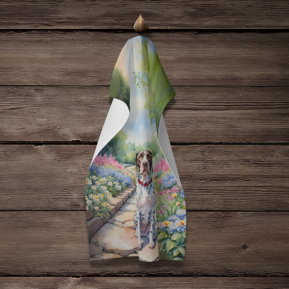 Pointer Spring Path Kitchen Towel Velour Plush Front and Cotton Loop Back Machine Washable