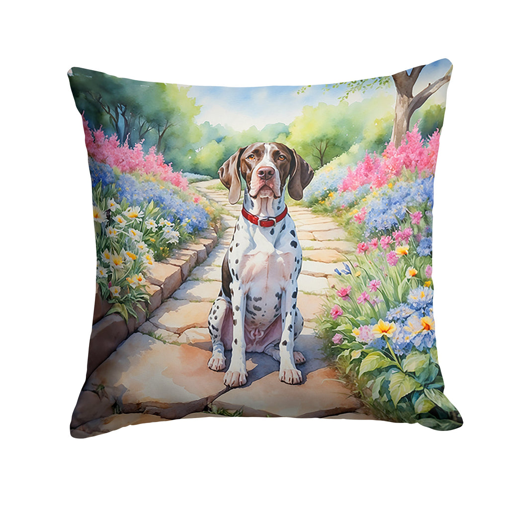 Pointer Spring Path Decorative Throw Pillow 14x14 Indoor Outdoor Accent Cushion, Fabric Cover with Insert for Sofa, Bed, Porch & Living Room