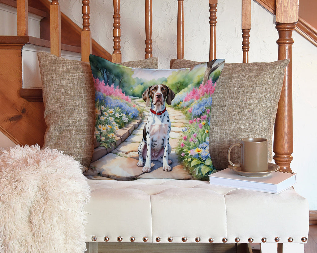 Pointer Spring Path Decorative Throw Pillow 14x14 Indoor Outdoor Accent Cushion, Fabric Cover with Insert for Sofa, Bed, Porch & Living Room