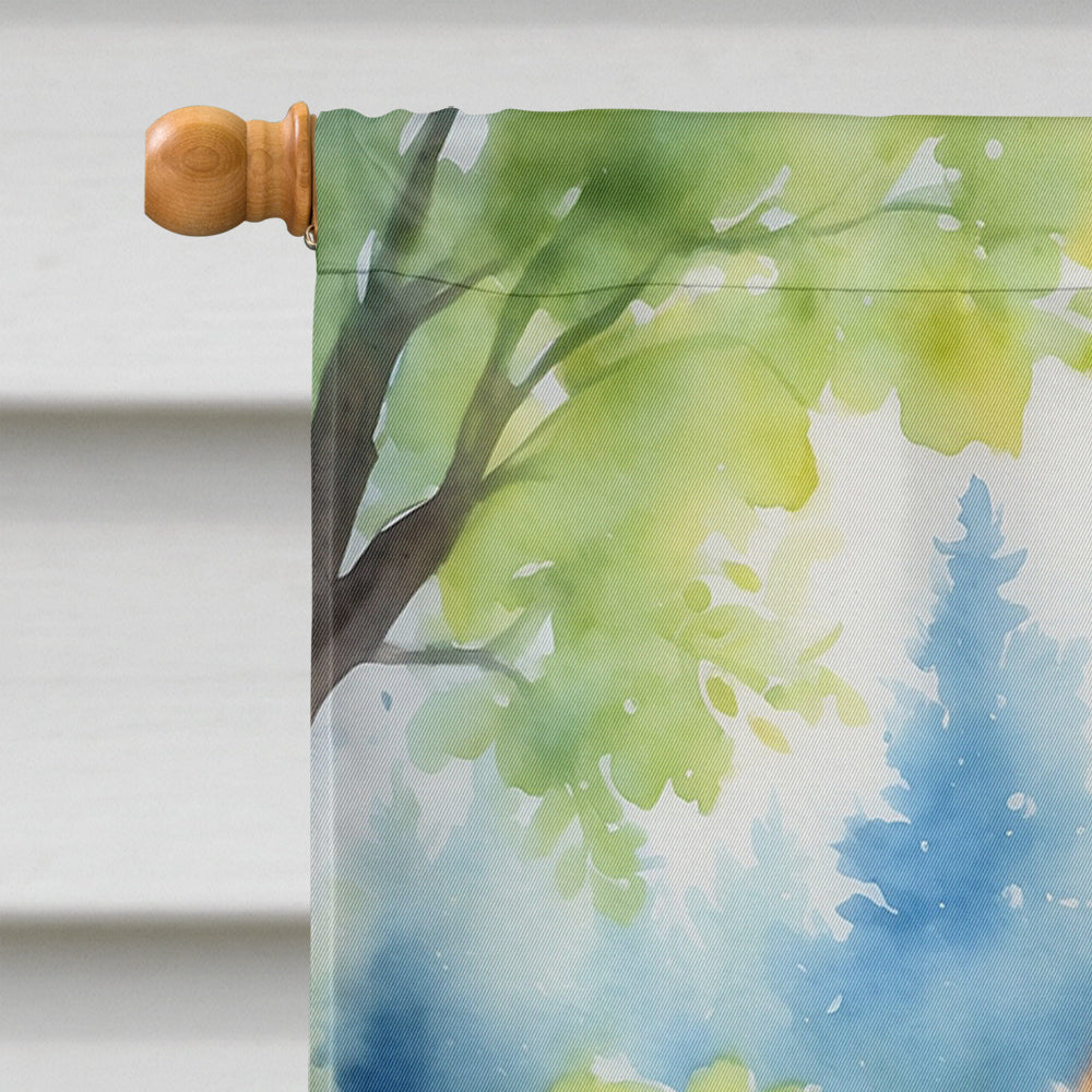 Pomeranian Spring Path House Flag 28x40 Porch Sleeve Pole Decorative Outside Yard Banner Artwork Wall Hanging, Polyester