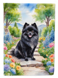 Pomeranian Spring Path House Flag 28x40 Porch Sleeve Pole Decorative Outside Yard Banner Artwork Wall Hanging, Polyester