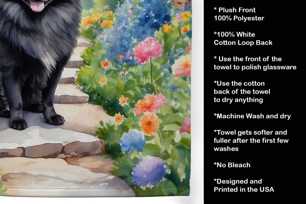 Pomeranian Spring Path Kitchen Towel Velour Plush Front and Cotton Loop Back Machine Washable