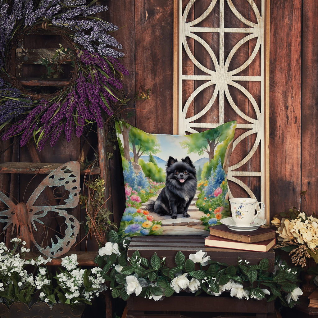 Pomeranian Spring Path Decorative Throw Pillow 18x18 Indoor Outdoor Accent Cushion, Fabric Cover with Insert for Sofa, Bed, Porch & Living Room