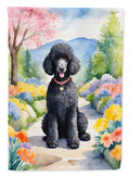 Black Poodle Spring Path House Flag 28x40 Porch Sleeve Pole Decorative Outside Yard Banner Artwork Wall Hanging, Polyester