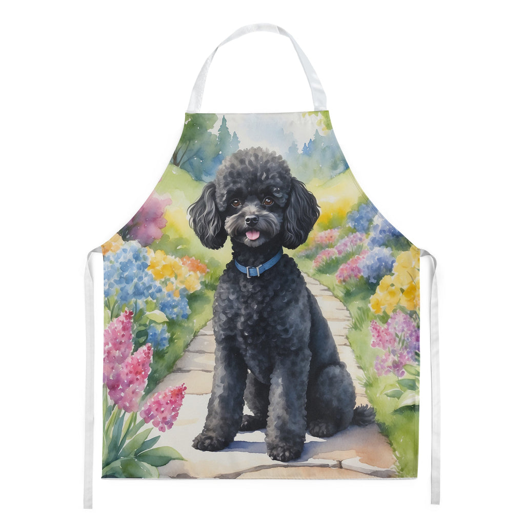 Black Poodle Spring Path Apron Cooking Kitchen Server Baking Crafts Gardening for Adult Women Men, Unisex, Large, Multicolor