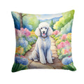 White Poodle Spring Path Decorative Throw Pillow 18x18 Indoor Outdoor Accent Cushion, Fabric Cover with Insert for Sofa, Bed, Porch & Living Room