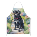 Black Pug Spring Path Apron Cooking Kitchen Server Baking Crafts Gardening for Adult Women Men, Unisex, Large, Multicolor
