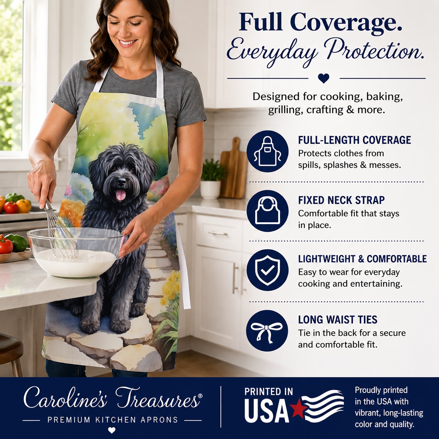 Puli Spring Path Apron Cooking Kitchen Server Baking Crafts Gardening for Adult Women Men, Unisex, Large, Multicolor