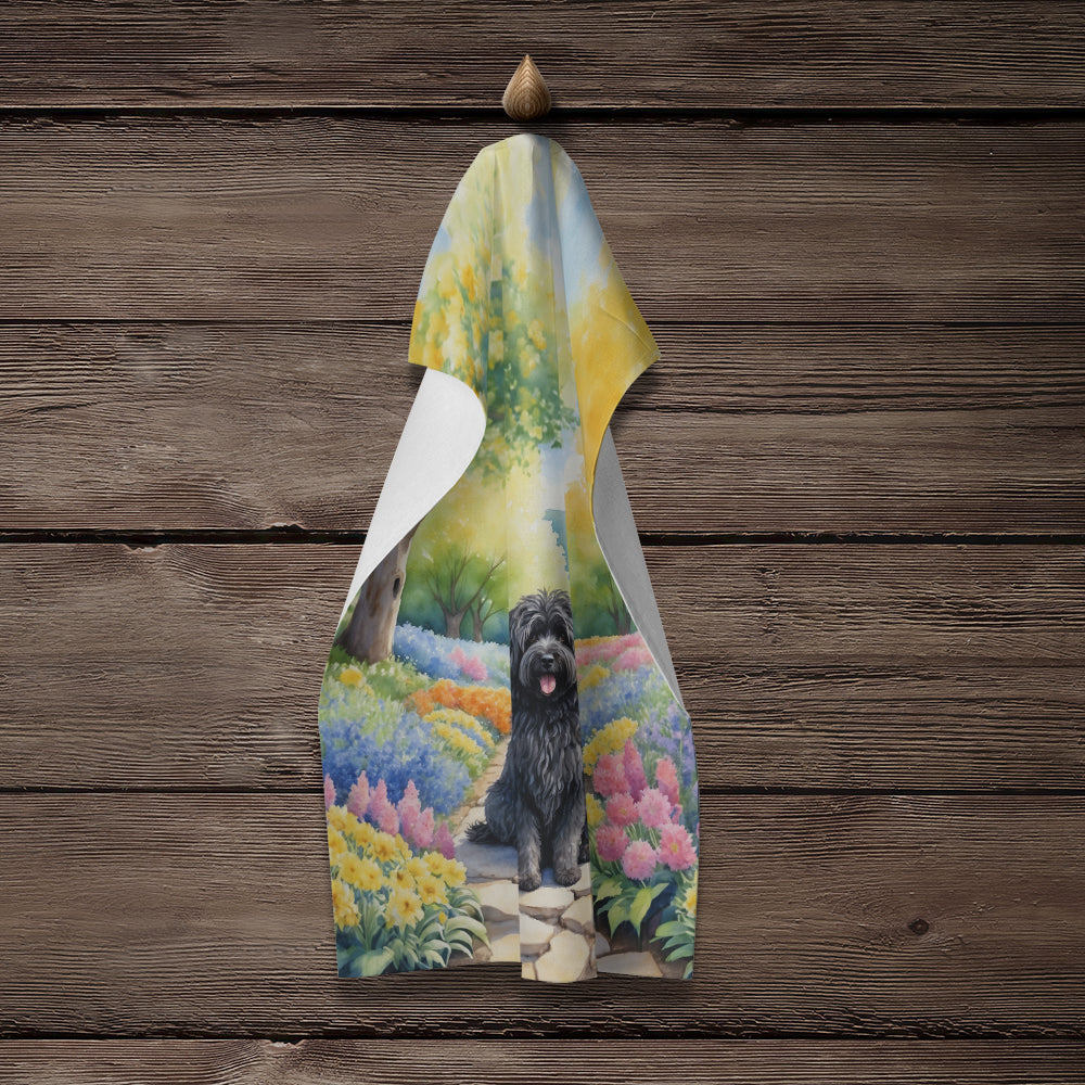 Puli Spring Path Kitchen Towel Velour Plush Front and Cotton Loop Back Machine Washable