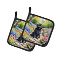 Puli Spring Path Pot Holder Set of 2 Heat Resistant Quilted Hot Pads 7.5 x 7.5 Inch, Insulated Kitchen Trivets for Cooking & Baking