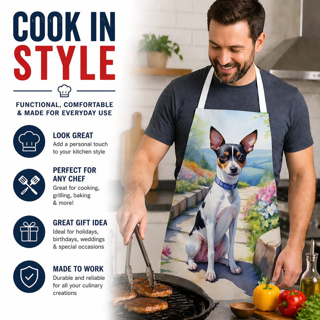 Rat Terrier Spring Path Apron Cooking Kitchen Server Baking Crafts Gardening for Adult Women Men, Unisex, Large, Multicolor