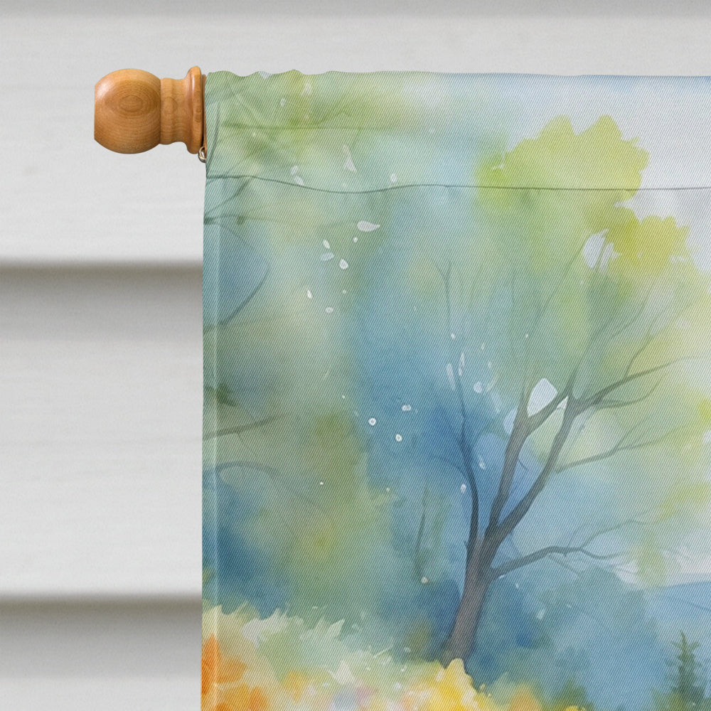 Rat Terrier Spring Path House Flag 28x40 Porch Sleeve Pole Decorative Outside Yard Banner Artwork Wall Hanging, Polyester