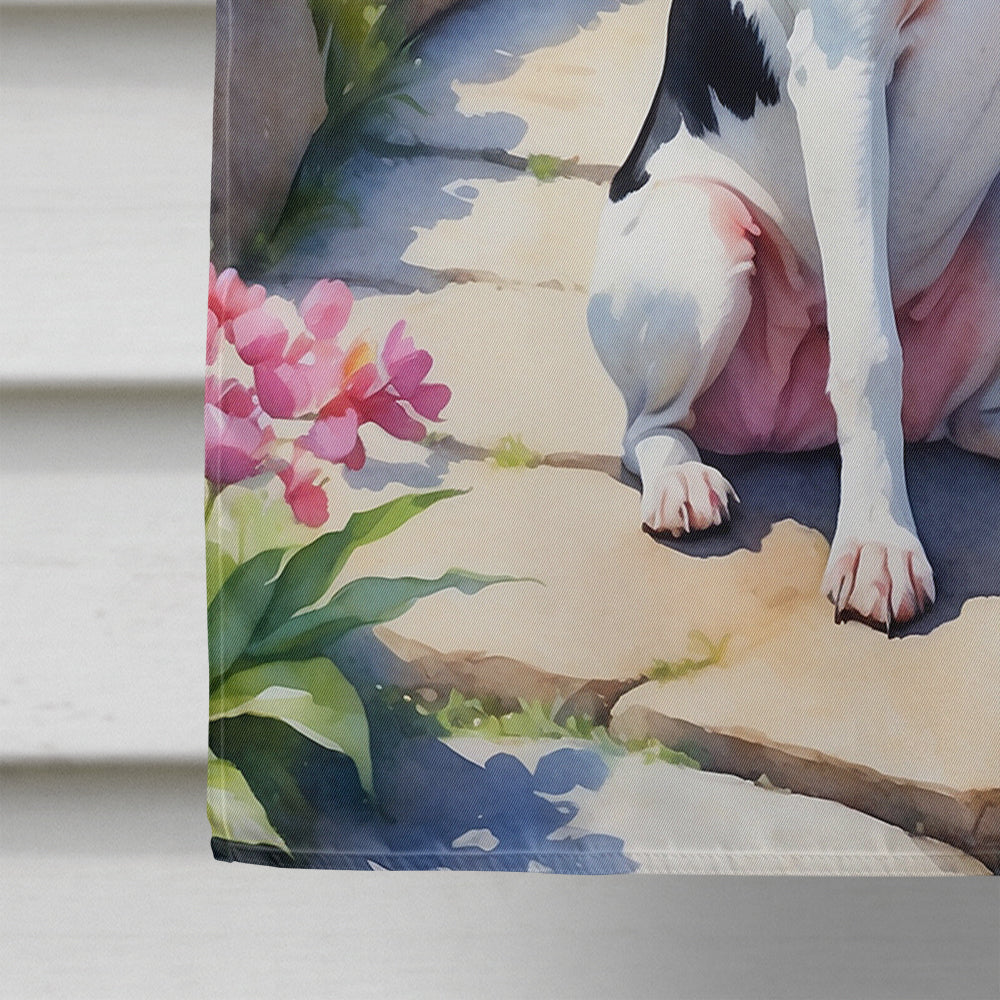 Rat Terrier Spring Path House Flag 28x40 Porch Sleeve Pole Decorative Outside Yard Banner Artwork Wall Hanging, Polyester