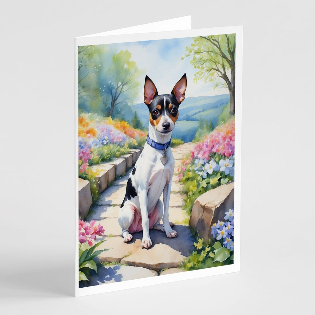 Rat Terrier Spring Path Greeting Cards Pack of 8 Blank Cards with Envelopes Whimsical A7 Size 5x7